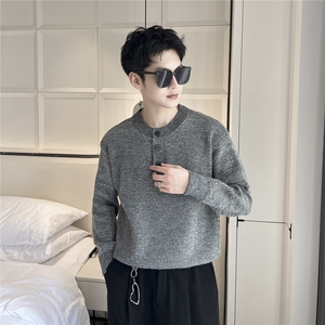 B353 MY8820 P75 L-2XL 中灰冬季男常规版型潮版针织衫套头毛体图片
