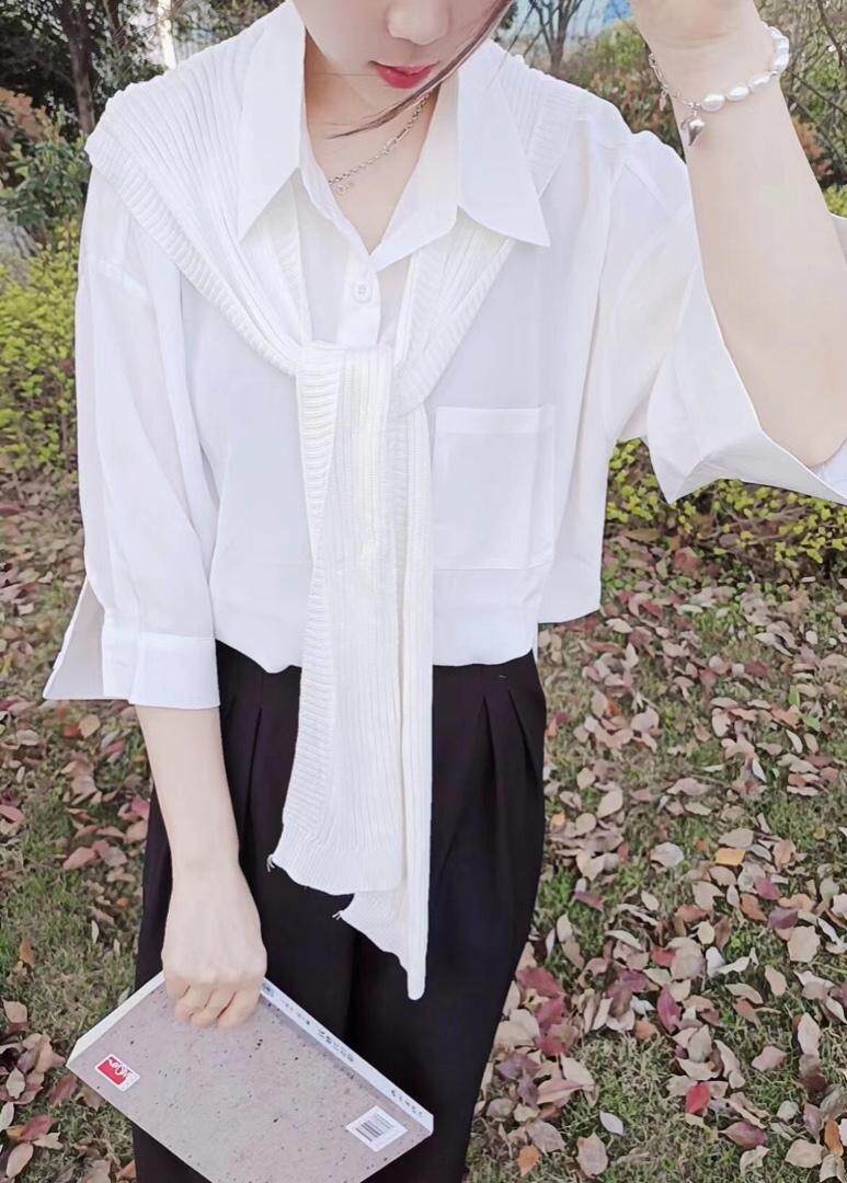 带披肩衬衫，女装衬衫，图澜朵