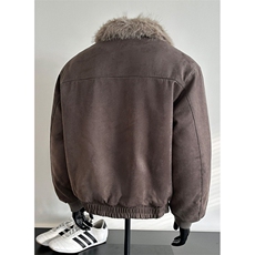 麂皮绒长毛绒座山雕棉服男冬季做旧复古短款工装外套MY6032，男装棉衣，星座1116A（原606A-3）