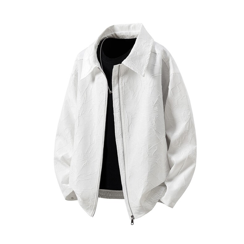 立体白底大码M-5XL情侣百搭夹克男：100%聚酯纤维JK8742P75控108,男装夹克,星座226-1