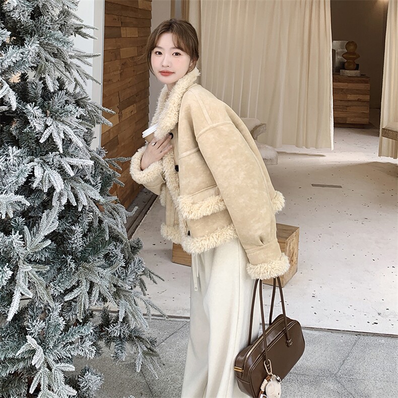 现货冬装双面穿加厚羊羔毛皮毛一体外套浙宝208-8057-P185K278,女装羊羔毛/颗粒绒,浙宝208
