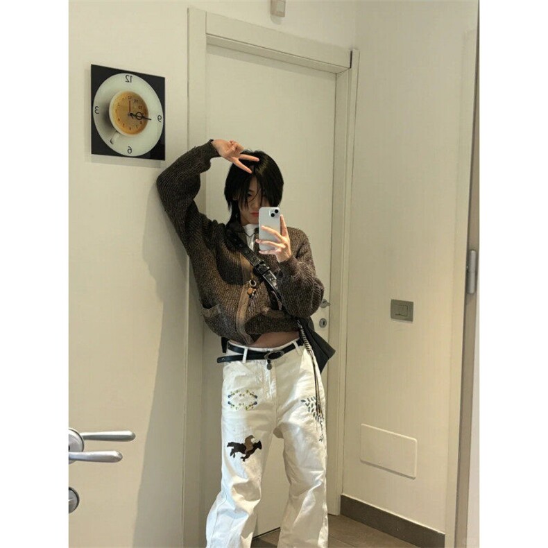 【有货】S6007ZZ-特45白色美式刺绣牛仔裤痞帅高级感裤子,男装牛仔裤,星座1007（原301D）