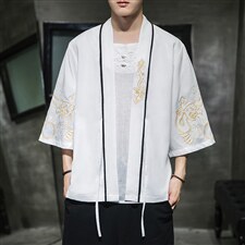 夏装新款龙腾刺绣汉服开衫衫白色A032/2201-2208/50,男装衬衫,电商A032