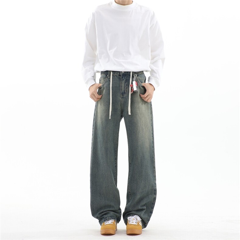 【纯棉】主推现货!宽松直筒牛仔长裤男A080-8220-P55控78,男装休闲裤,电商A080