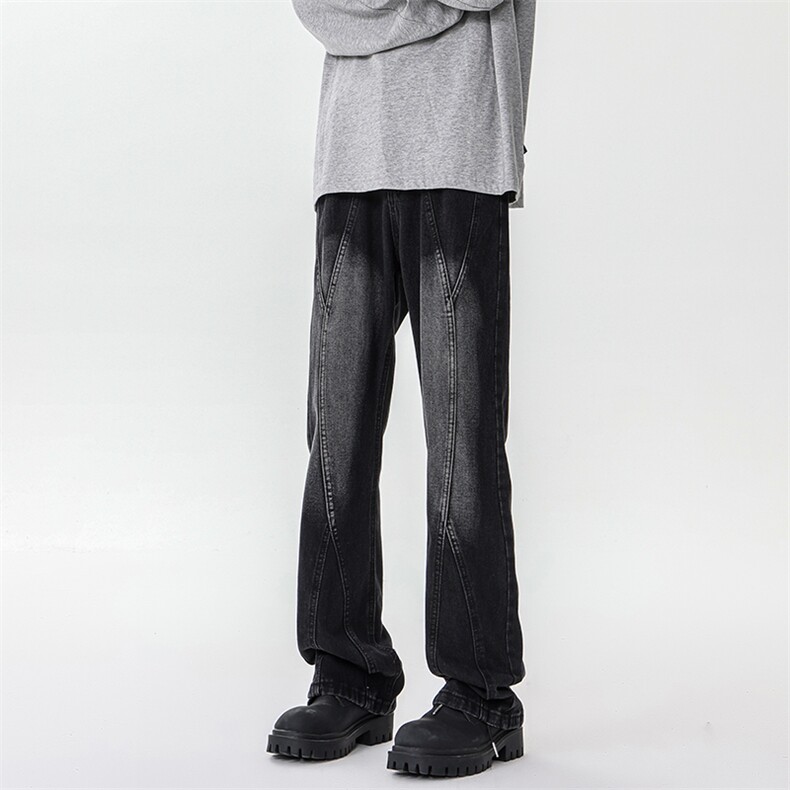 美式复古小众牛仔裤男女宽松vibe阔腿水洗做旧休闲裤子GN3126-p48,男装牛仔裤,星座1008