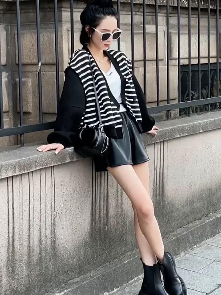 2022新款洋气条纹宽松外套,女装其它,L·H·X