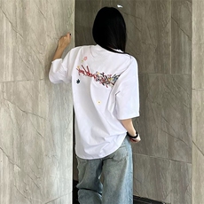 万针全刺绣工艺抖音得物高品质260克重磅纯棉双纱美式高街短袖T恤，男装T恤，电商A486