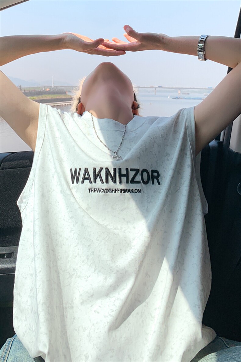 ！2026夏季新款男士重工刺绣汗背心潮牌无袖T恤BX302特P26,男装背心/马甲,电商B220