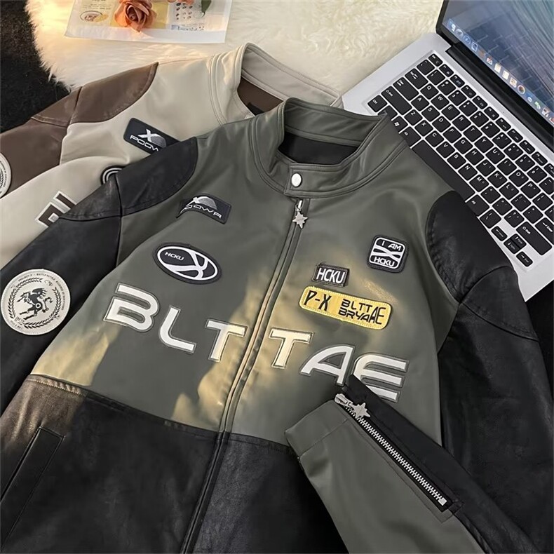 皮衣夹克男美式高街帅机车服个性2023秋冬季新款ins外套W5061-P82，男装皮衣，星座412-3