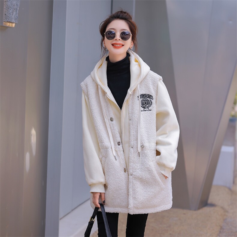 颗粒绒外套女2022冬季新款女装韩版时尚休闲保暖加厚仿羊羔毛外套,女装羊羔毛/颗粒绒,慧尚依恋