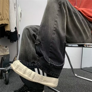 美式高街设计感牛仔裤潮牌vibe小众宽松直筒男女阔腿裤7022-p50图片