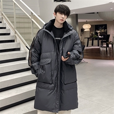 羽绒服男冬季新款港风休闲长款连帽白鸭绒外套YR929-P205(控价258，男装羽绒服，星座214-3