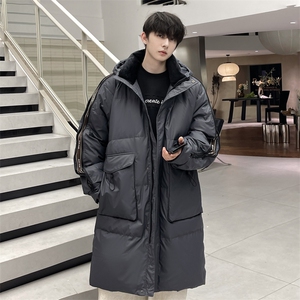 羽绒服男冬季新款港风休闲长款连帽白鸭绒外套YR929-P205(控价258图片