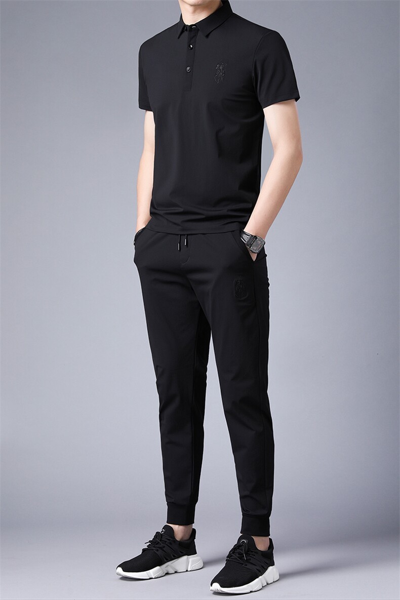 2023夏季青年运动套装短袖薄款两件套T恤休闲运动服夏装百搭男装,男装休闲套装,电商B212（原钱塘6029）