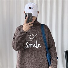 ！冬季高领毛衣男潮流印花百搭针织衫韩版毛线衣GM605P55，男装针织衫/毛衣，电商B220