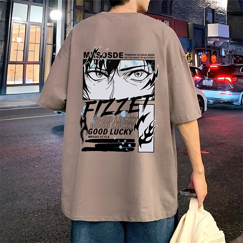T737P26夏季新品港风高街美式短袖T恤宽松ins重磅纯棉体恤,男装T恤,星座304A