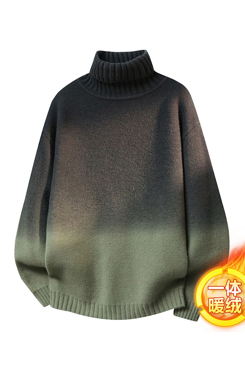 加绒秋冬青年男士高领针渐变色毛衣加厚全身绒打底衫M275-P63,男装T恤,星座310B-3