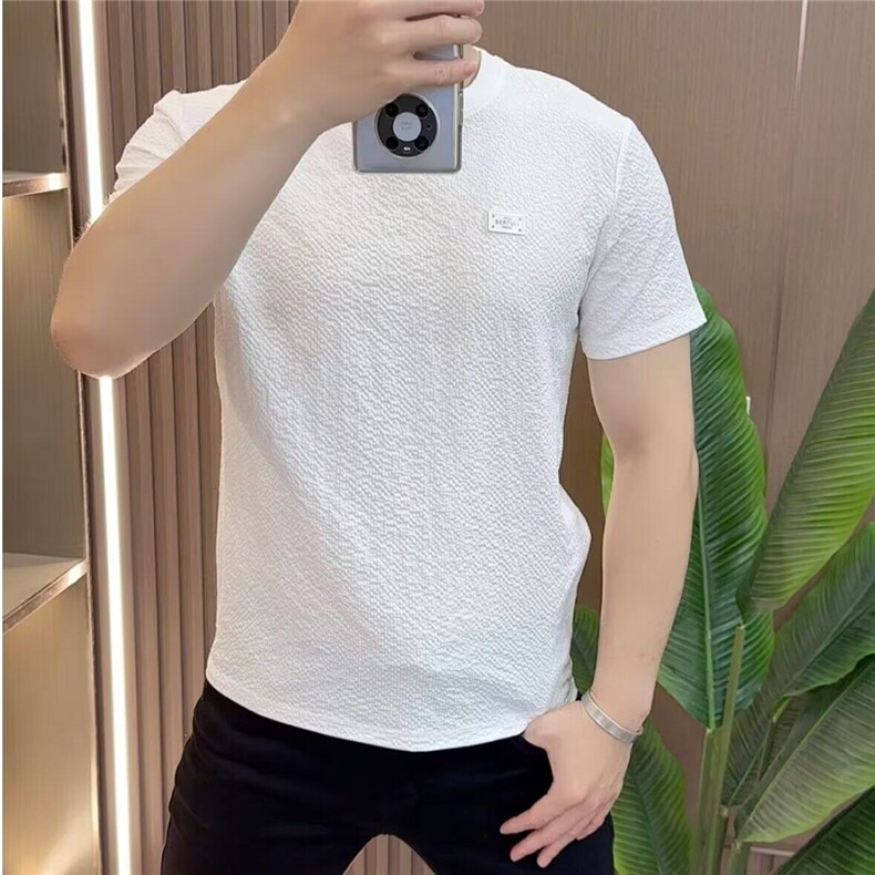 网络图现货冰丝肌理感绣标圆领男士时尚百搭短袖T恤JGD009-P25,男装T恤,星座715-7