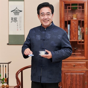 常货中老年风唐装加绒外套男送爸爸生日礼物外套风爷爷装图片