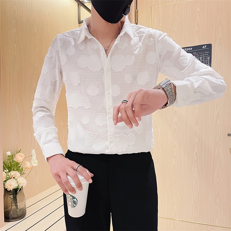 黑男士秋季新款痞帅工艺纯色长袖衬衫男修身衬衣301A-1/H507/P60,男装衬衫,星座301A-1