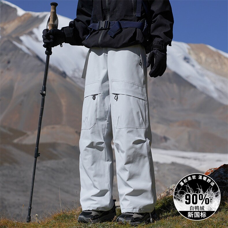 羽绒裤男士款登山长裤冬新款户外穿骑行三防休闲工装裤K6782P115，男装棉裤，电商D310B