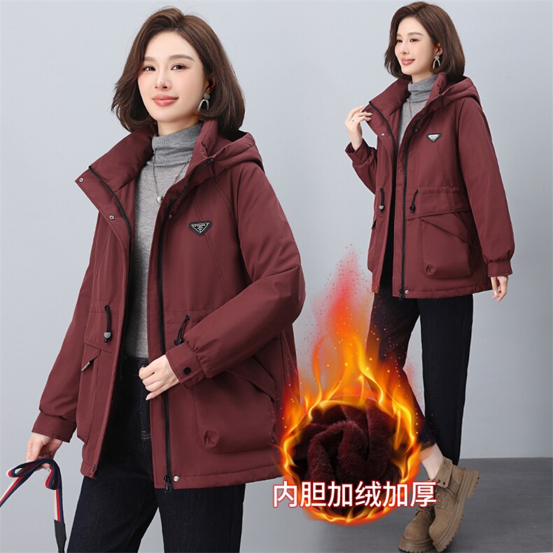 2024年冬季新款时尚休闲加绒加厚派克服，女装派克服，依恋蒂丝