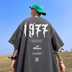 抖音得物二开现货220克夏装重磅美式高街宽松短袖t恤MT101，男装T恤，电商A486-1