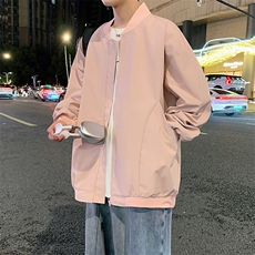 港风二开纯色上衣夹克宽松落肩棒球服冲锋衣外套JK860P65，男装夹克，星座1204-3