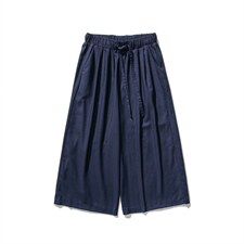 夏季大码风亚麻棉麻直筒宽松阔腿休闲裤九分汉服K142/P75，男装休闲裤，钱塘713