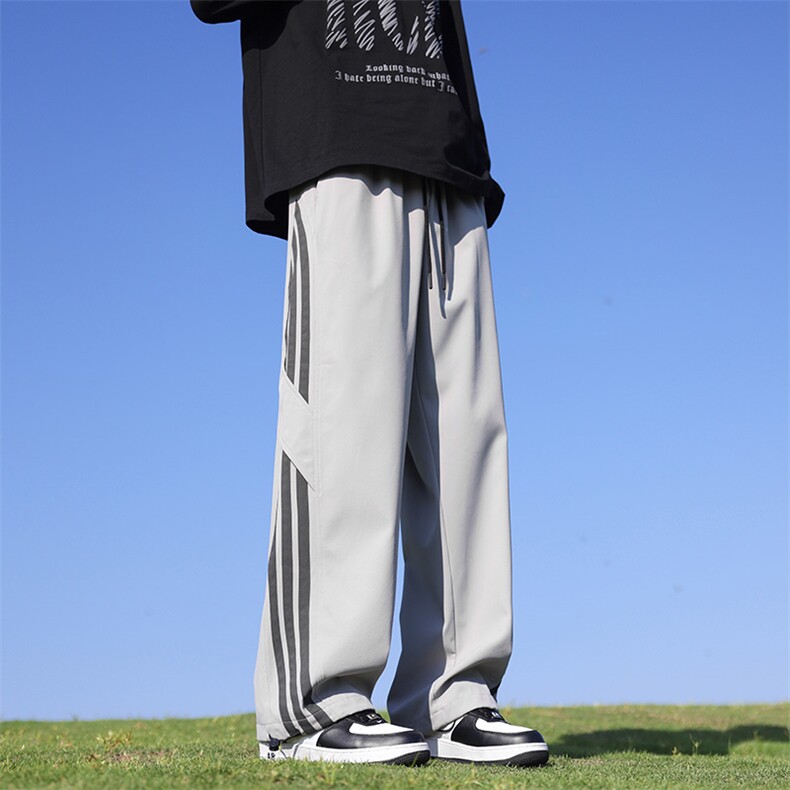 港风秋季新款宽松大码防水垂感两条杠休闲裤男MYK24-9850-P40,男装休闲裤,星座717