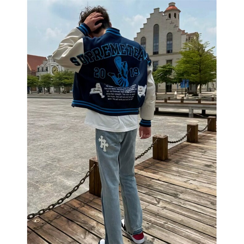 时尚无品牌百搭潮流网红同款刺绣拼接短款棒球服夹克外套男女新款,男装夹克,星座601-1