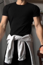 B221美式ins高街暗黑型男紧身纯色健身弹力T恤SY2539-特P20控39，男装T恤，电商B221