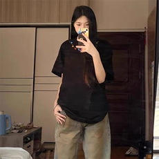 万针全刺绣工艺抖音得物高品质260克重磅纯棉双纱美式高街短袖T恤，男装T恤，电商A486-1