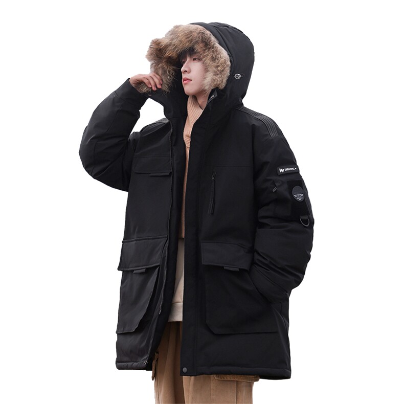 Y0305-P328冬季新款85%白鸭绒连帽可脱卸毛领中长款羽绒服外套,男装羽绒服,星座109