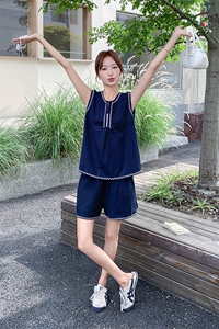 绝美俏皮小清新套装夏季2025新款韩版设计感背心上衣短裤两件套女图片
