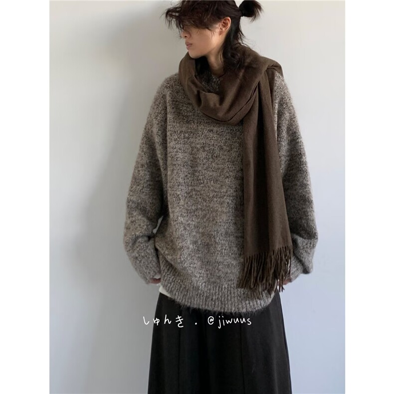 秋冬季新款加厚美式复古时尚提花宽松圆领套头针织毛衣男女气质,男装针织衫/毛衣,星座506A