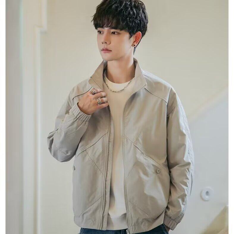 W306-P52潮牌立领夹克男士春秋季2025新款简约高级感青年工装,男装T恤,电商B323A