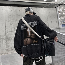 水洗做旧加绒加厚卫衣男2026冬高领十字架打底衫XZ514-2-X53-P78，男装T恤，星座514-2(原B239)