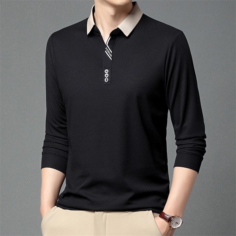 夏季男士短袖t恤休闲男装长袖中年爸爸春秋纯棉上衣服polo衫,男装T恤,钱塘6003（原4033）
