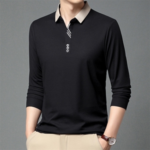 夏季男士短袖t恤休闲男装长袖中年爸爸春秋纯棉上衣服polo衫图片