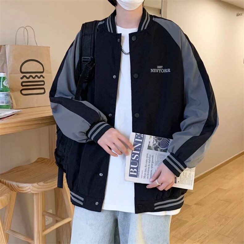 潮流夹克潮男春季棒球领夹克双层JD42P55,男装夹克,星座1116-2