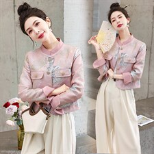 现货重工艺新款新中式春季刺绣提花设计感时尚气质减龄外套，女装短外套，韩美纤衣
