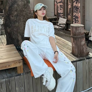 万针全刺绣工艺抖音得物高品质260克重磅纯棉双纱美式高街短袖T恤图片