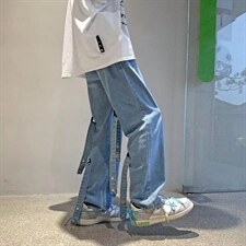 ins美式嘻哈工装褶皱休闲裤阔腿牛仔裤K856P45，男装牛仔裤，星座1116-2
