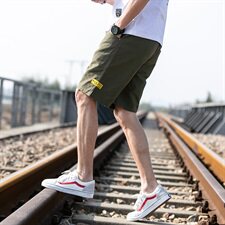 2021夏季薄款工装短裤男直筒宽松男士休闲裤男中裤马裤松紧腰，男装休闲裤，星座1712