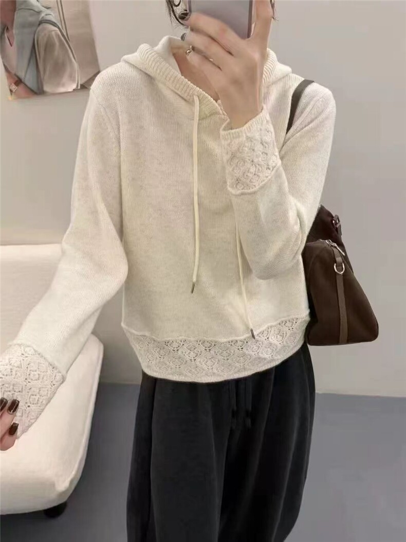 2025年秋季时尚百搭休闲通勤连帽套衫，女装针织衫/毛衣，忠诺羊绒