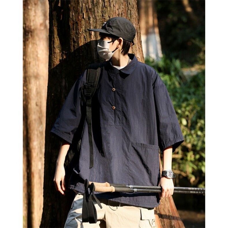 T110-P25POLO衫2025夏季潮文艺短袖青春流行慵懒,男装Polo衫,电商B323A