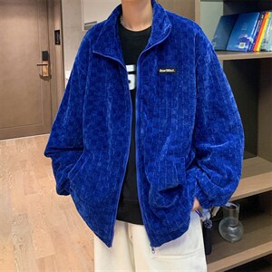 Wt157-P68纯色华夫格拉链外套夹克图片