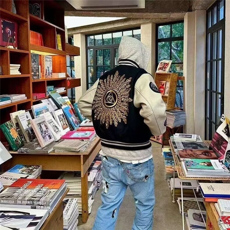 美式棒球服库里同款春秋外套男刺绣新款复古飞行员夹克HHF19P85,男装夹克,星座1013-5