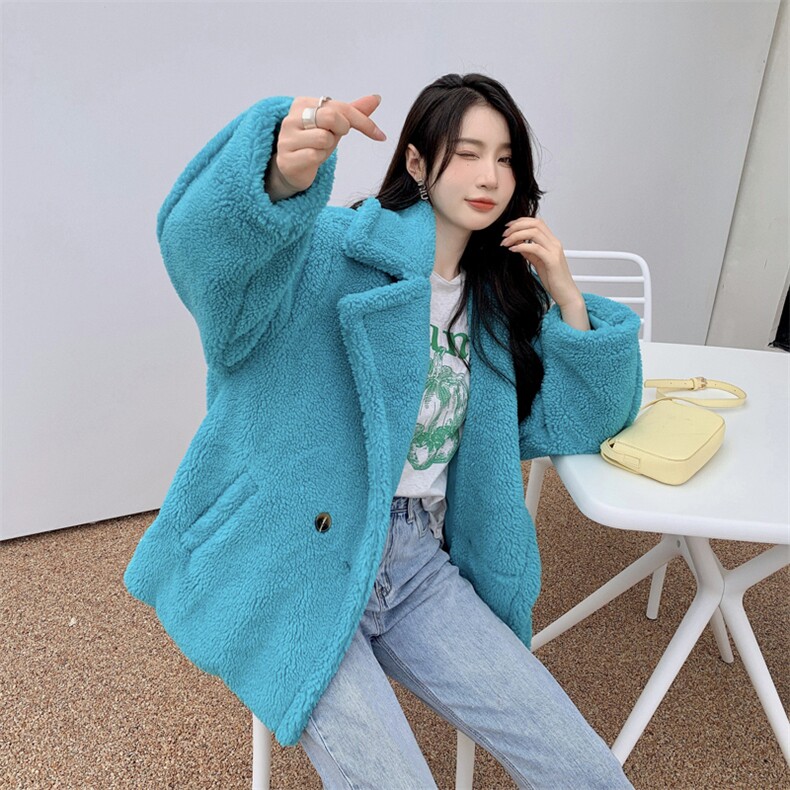 年轻款皮草外套女短款2024韩版秋冬新款仿羊羔毛保暖毛毛外套,女装皮草,尚羽泽网红店